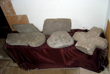 Early medieval carved stones in the entrance of the Cathedral.