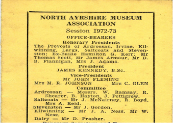 Membership Card of the North Ayrshire Museum Association.