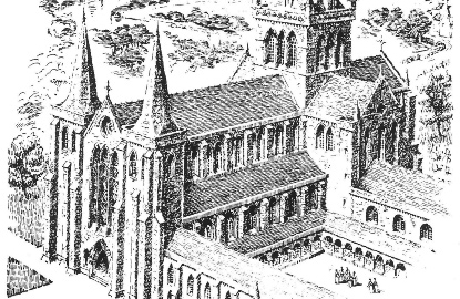 Artist's impression of what Kilwinning Abbey may have looked like.
