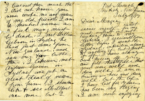 Letter to Goldie's sister, Margaret. In this letter, he seems quite amused to have read a newspaper report of his own death - a little premature!