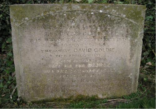 The Goldie family gravestone, which can be found in the Kirkton Graveyard, Millport.