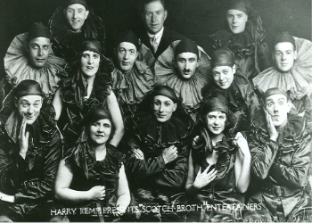 Scotch Broth Entertainers who used to appear at Harry's entertainment establishments in the summer season. Harry can be seen standing behind them.