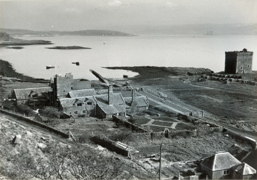 Looking down on Little Cumbrae House - the Red and Gold Garden can be seen as can the small jetty.