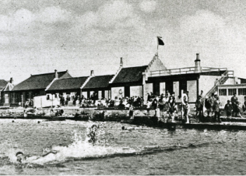 The old bathing station buildings extending from the original single room.