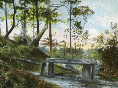 Postcard view of the grave site.