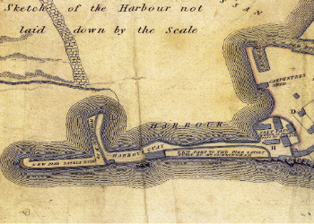 Plan of the extensions to Robert Cunninghame's harbour at Saltcoats. From an estate plan of 1811.