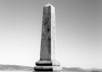 The obelisk erected by Commander Robinson and his officers to the two drowned boys. Their bodies were never recovered so this monument was erected on the land nearest to where they went missing.