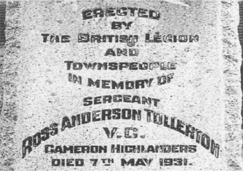 Inscription on Ross Tollerton's memorial stone.