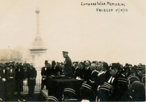Col Colin Macleod Robertson dedicating the War Memorial.