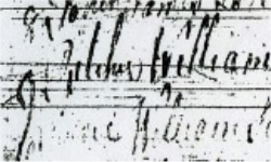 Baptism record of William from Stevenston Old Parish Records, 1755. It reads - Ritchie, William son to James Ritchie coal grieve in Stev. brn. 12th Feb bapt.